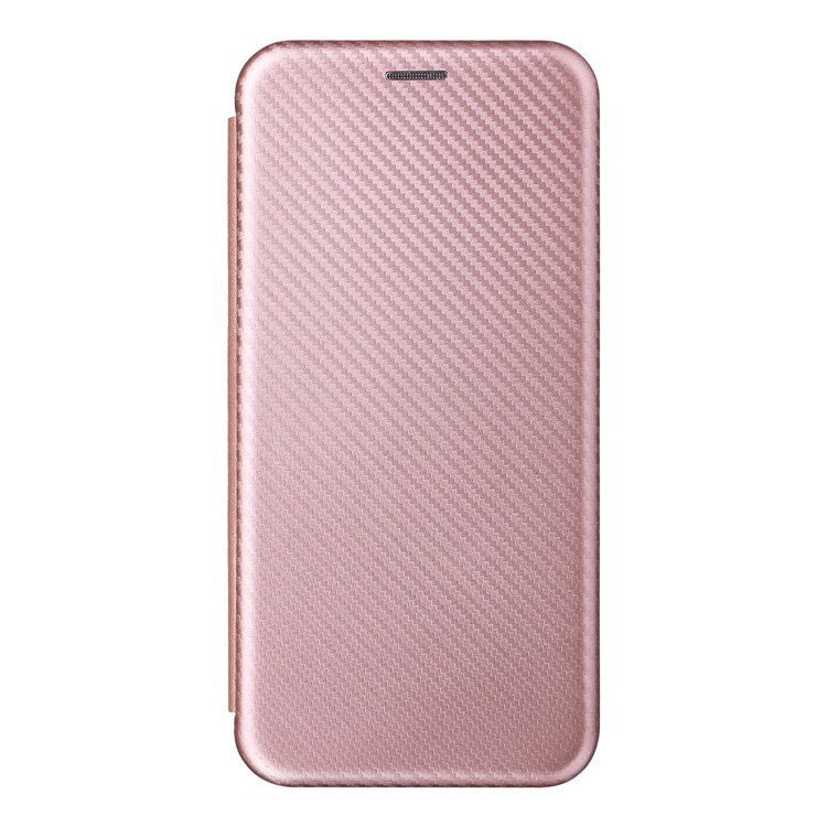 For OnePlus 10T 5G / Ace Pro 5G Carbon Fiber Texture Smartphone Case PU Leather Magnetic Auto-absorbed Stand Card Holder Function Phone Shell - Rose Gold