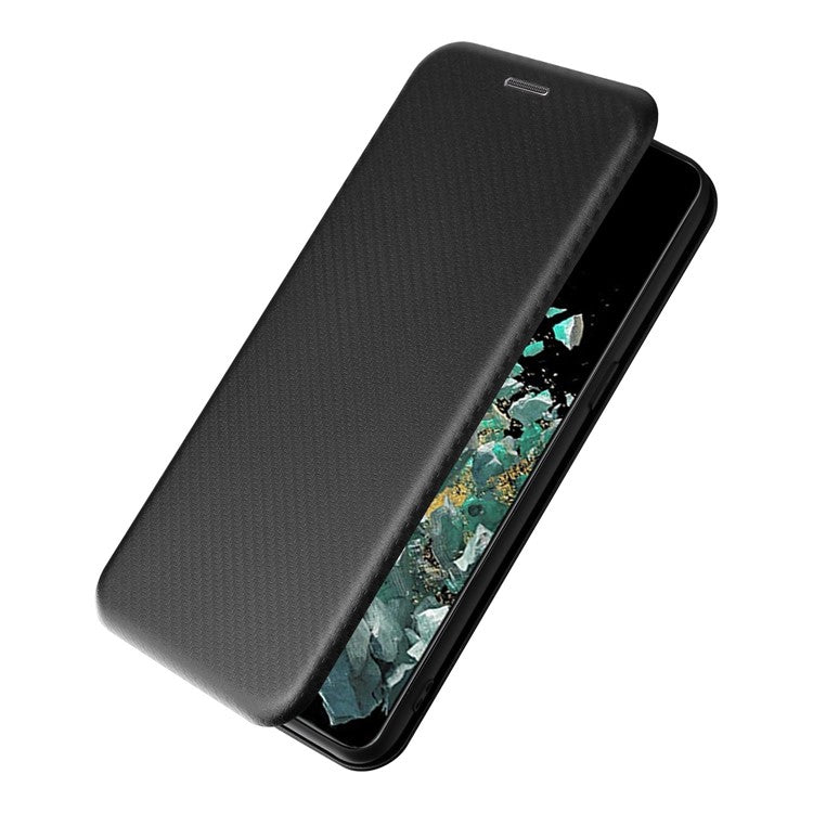 For OnePlus 10T 5G / Ace Pro 5G Carbon Fiber Texture Smartphone Case PU Leather Magnetic Auto-absorbed Stand Card Holder Function Phone Shell - Black