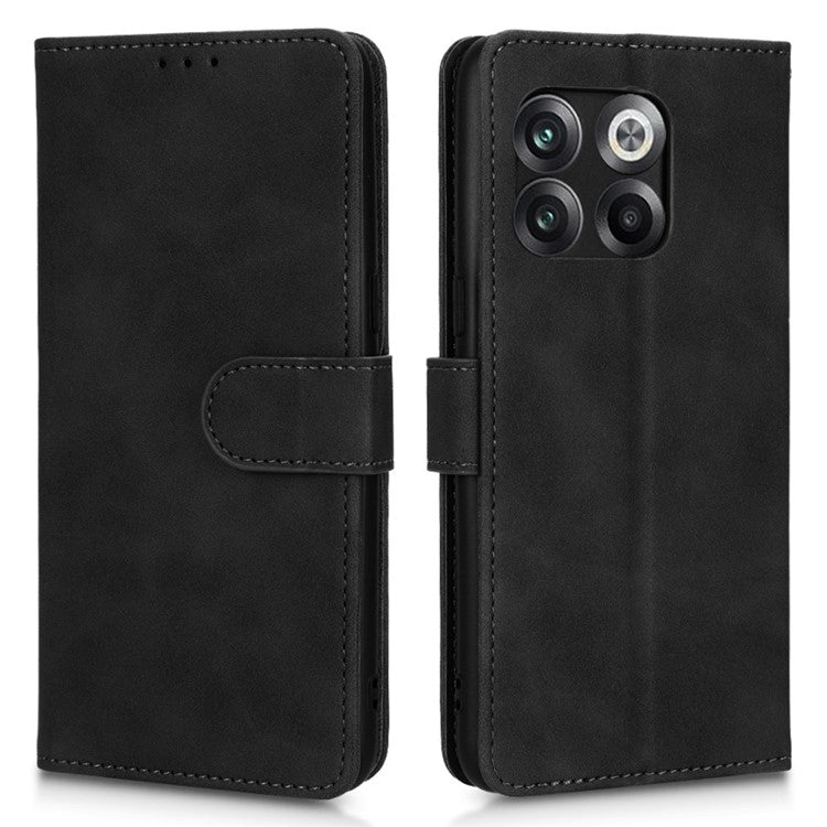 For OnePlus 10T 5G / Ace Pro 5G Wallet Stand Skin-Touch Feeling Phone Case PU Leather Magnetic Clasp Shockproof Cover - Black
