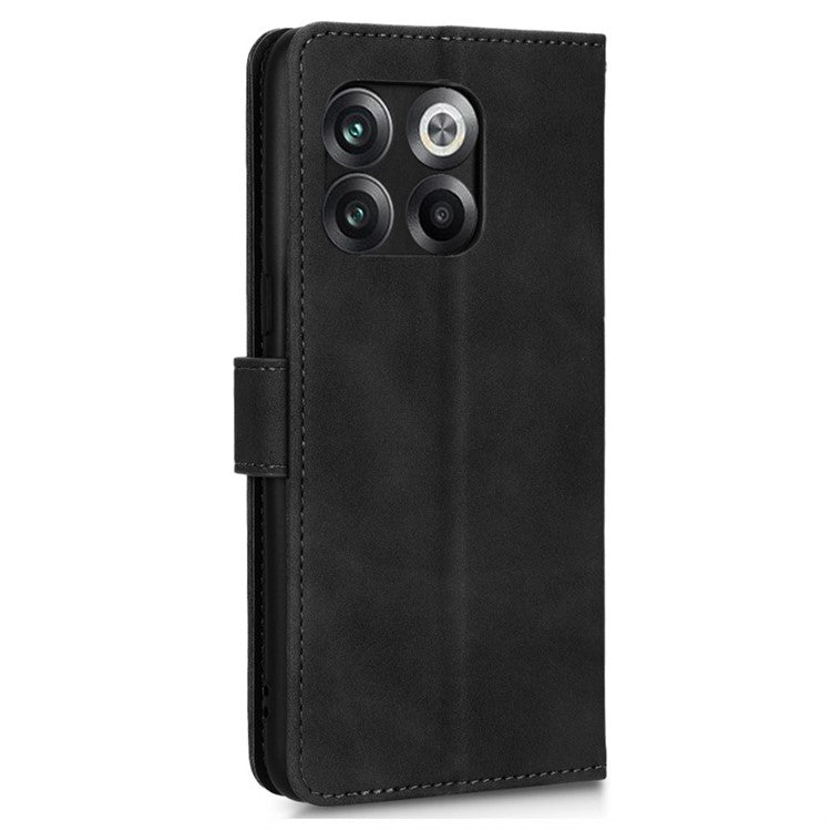 For OnePlus 10T 5G / Ace Pro 5G Wallet Stand Skin-Touch Feeling Phone Case PU Leather Magnetic Clasp Shockproof Cover - Black