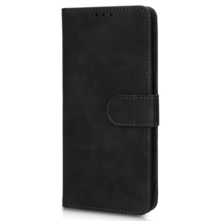 For OnePlus 10T 5G / Ace Pro 5G Wallet Stand Skin-Touch Feeling Phone Case PU Leather Magnetic Clasp Shockproof Cover - Black