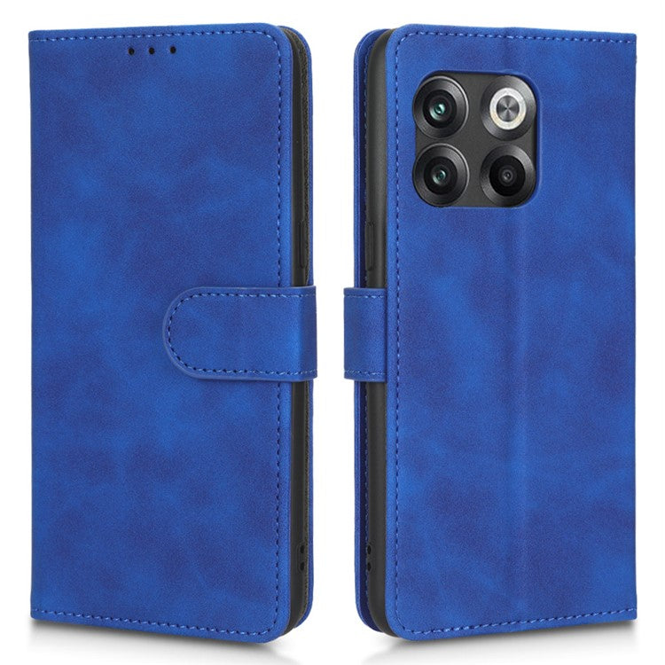For OnePlus 10T 5G / Ace Pro 5G Wallet Stand Skin-Touch Feeling Phone Case PU Leather Magnetic Clasp Shockproof Cover - Blue