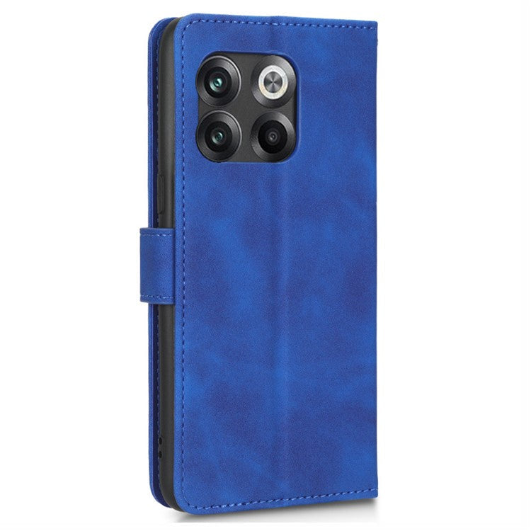 For OnePlus 10T 5G / Ace Pro 5G Wallet Stand Skin-Touch Feeling Phone Case PU Leather Magnetic Clasp Shockproof Cover - Blue