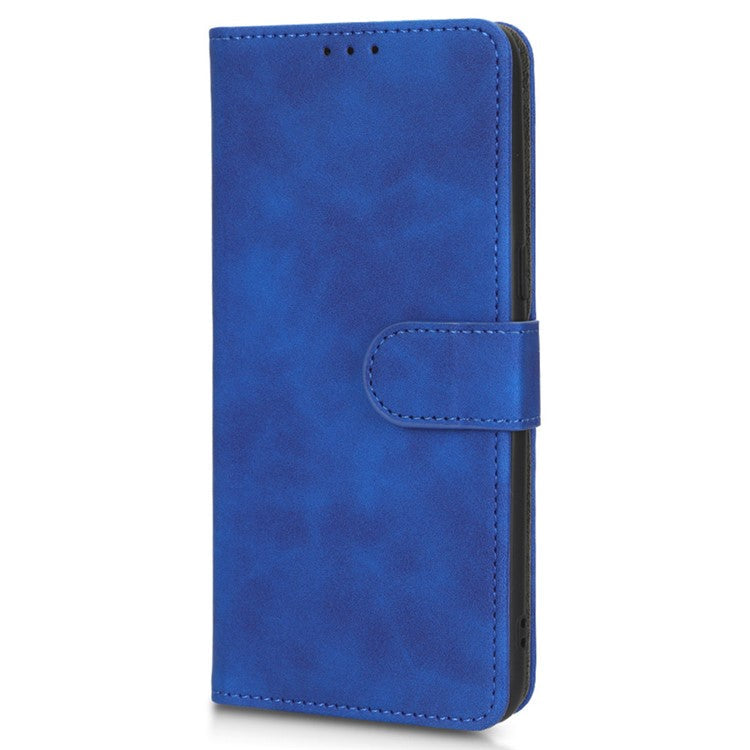For OnePlus 10T 5G / Ace Pro 5G Wallet Stand Skin-Touch Feeling Phone Case PU Leather Magnetic Clasp Shockproof Cover - Blue