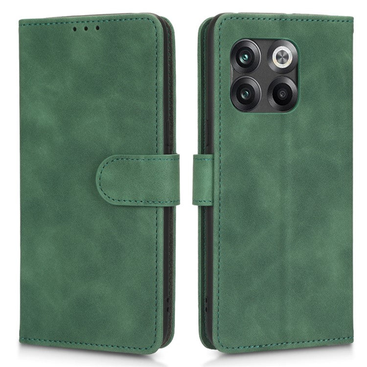 For OnePlus 10T 5G / Ace Pro 5G Wallet Stand Skin-Touch Feeling Phone Case PU Leather Magnetic Clasp Shockproof Cover - Green