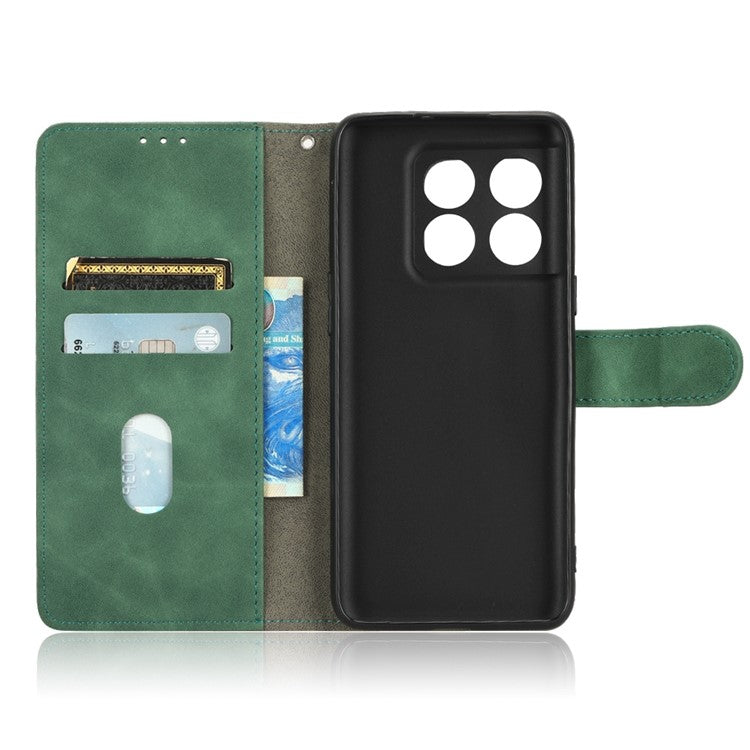 For OnePlus 10T 5G / Ace Pro 5G Wallet Stand Skin-Touch Feeling Phone Case PU Leather Magnetic Clasp Shockproof Cover - Green