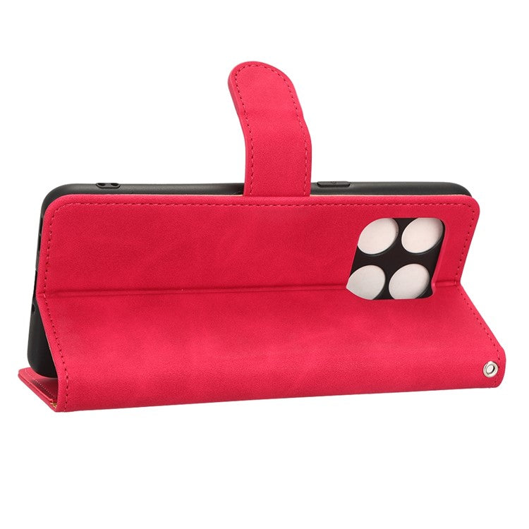 For OnePlus 10T 5G / Ace Pro 5G Wallet Stand Skin-Touch Feeling Phone Case PU Leather Magnetic Clasp Shockproof Cover - Rose