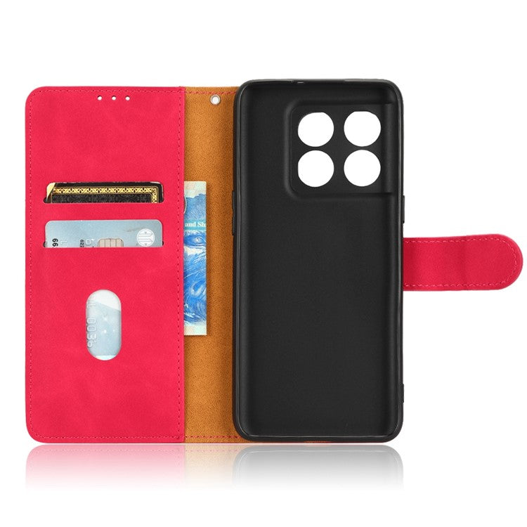 For OnePlus 10T 5G / Ace Pro 5G Wallet Stand Skin-Touch Feeling Phone Case PU Leather Magnetic Clasp Shockproof Cover - Rose