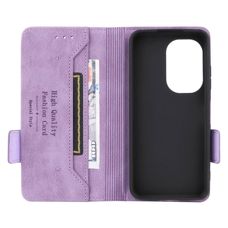 Hardware Decor Phone Case for Asus Zenfone 9 5G, Dual Magnetic Clasp PU Leather Anti-drop Wallet Stand Phone Cover - Purple