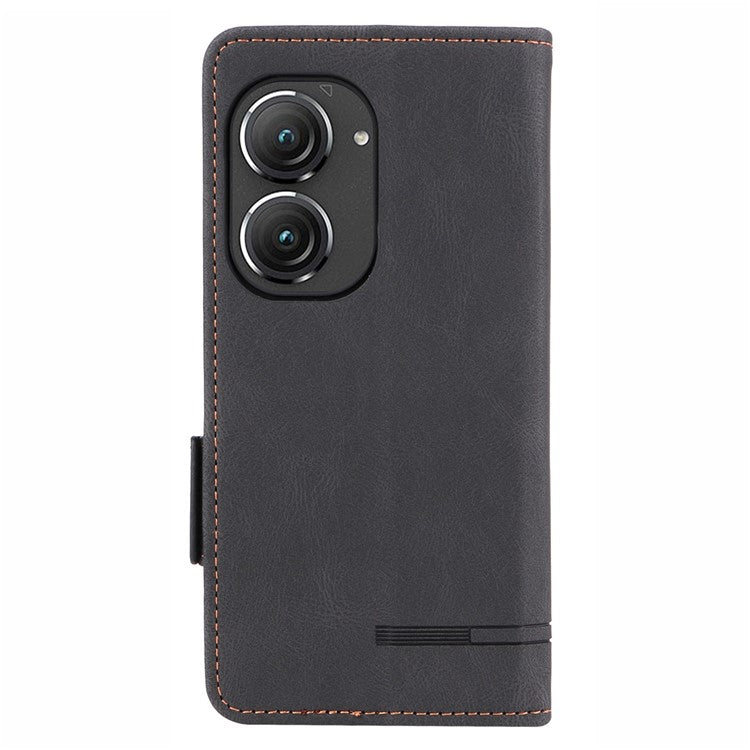 Hardware Decor Phone Case for Asus Zenfone 9 5G, Dual Magnetic Clasp PU Leather Anti-drop Wallet Stand Phone Cover - Black