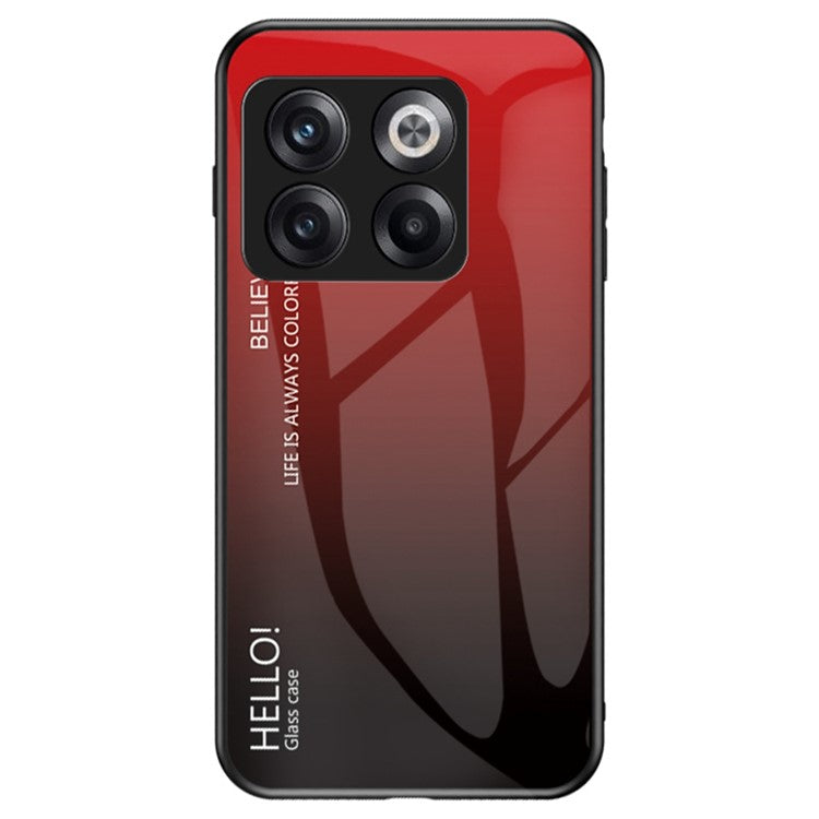 For OnePlus 10T 5G / Ace Pro 5G Gradient Color Tempered Glass Phone Case Hard PC Soft TPU Shockproof Defender Back Cover - Gradient Red Black