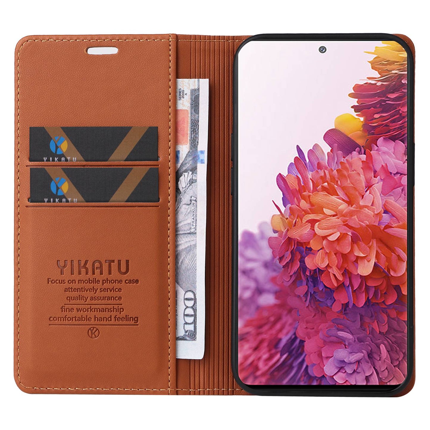YIKATU YK- 001 for Samsung Galaxy S20 FE / S20 FE 5G / S20 FE 2022 / S20 Lite PU Leather Anti-scratch Case Phone Wallet Stand Cover - Brown