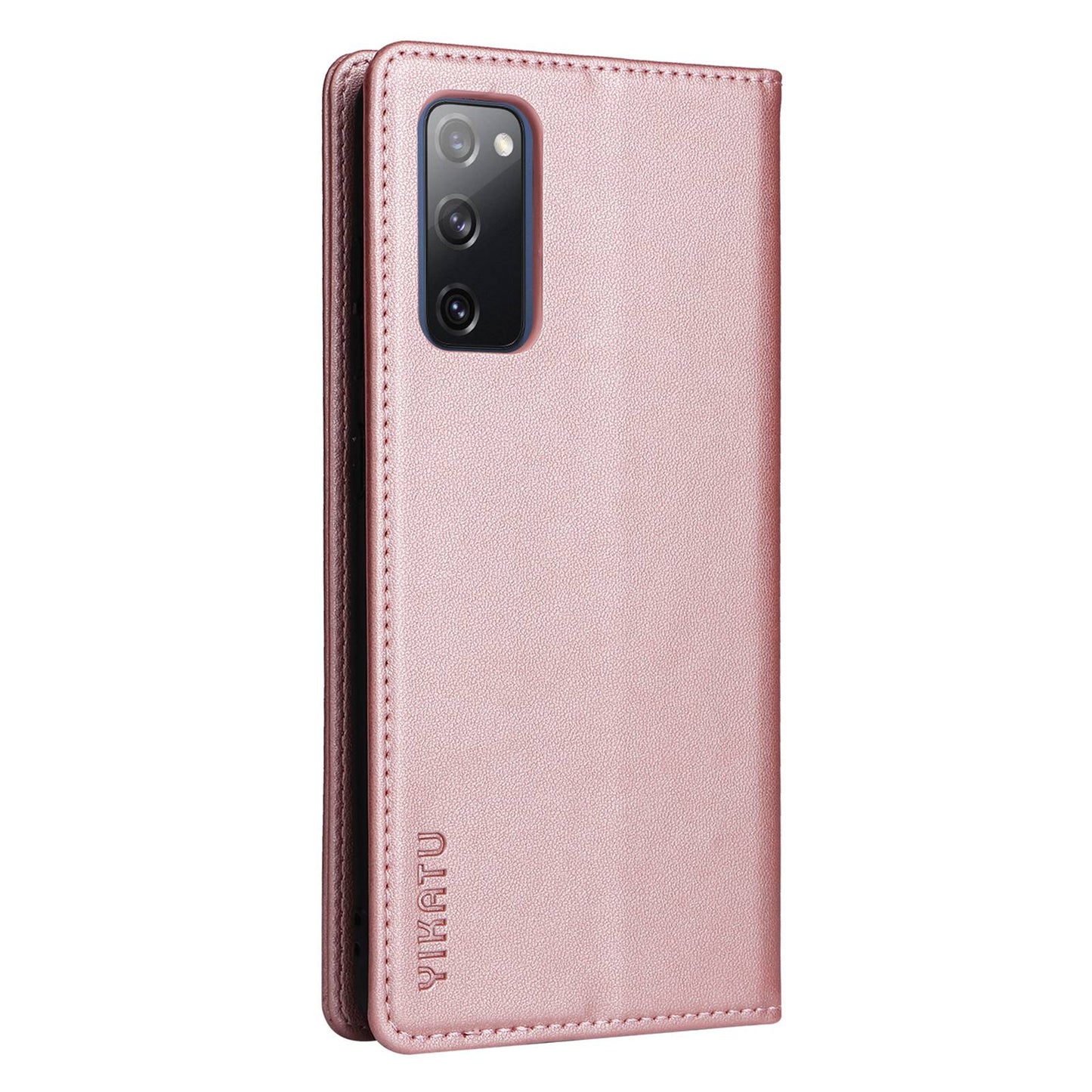 YIKATU YK- 001 for Samsung Galaxy S20 FE / S20 FE 5G / S20 FE 2022 / S20 Lite PU Leather Anti-scratch Case Phone Wallet Stand Cover - Rose Gold