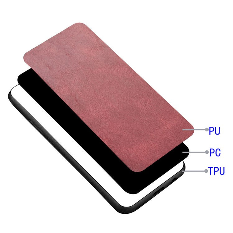 For Google Pixel 9 / Pixel 9 Pro Case Cowhide Texture Leather+TPU+PC Hybrid Phone Cover - Red