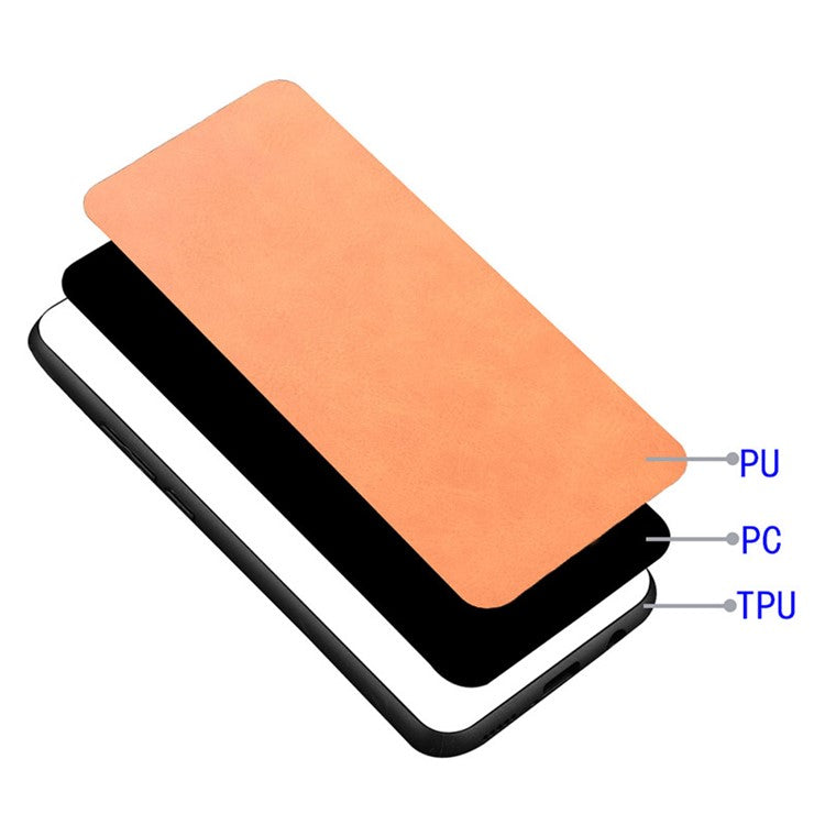 For Google Pixel 9 / Pixel 9 Pro Case Cowhide Texture Leather+TPU+PC Hybrid Phone Cover - Orange