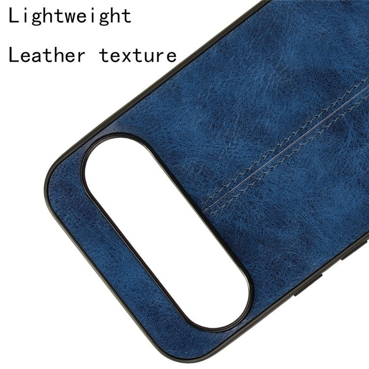 For Google Pixel 9 / Pixel 9 Pro Case Cowhide Texture Leather+TPU+PC Hybrid Phone Cover - Blue