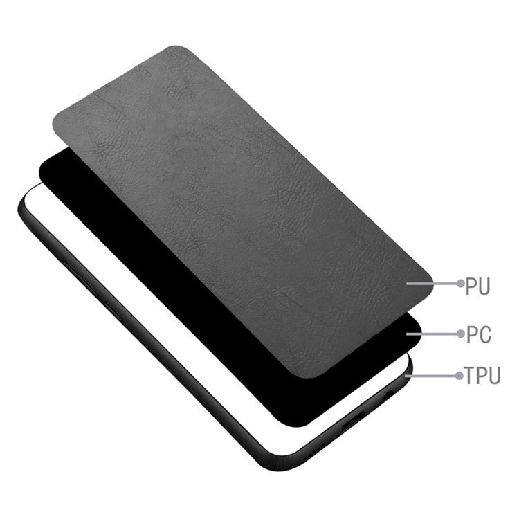 For Google Pixel 9 Pro XL Case Leather+TPU+PC Phone Cover Stitching Line - Black