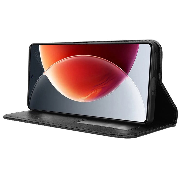 For TECNO Camon 30 Pro 5G / CL8 Case Stand Wallet Retro Leather Phone Cover - Black