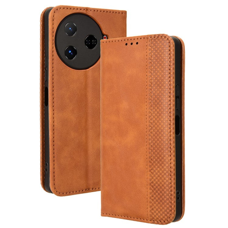 For TECNO Camon 30 Pro 5G / CL8 Case Stand Wallet Retro Leather Phone Cover - Brown