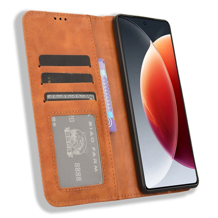 For TECNO Camon 30 Pro 5G / CL8 Case Stand Wallet Retro Leather Phone Cover - Brown