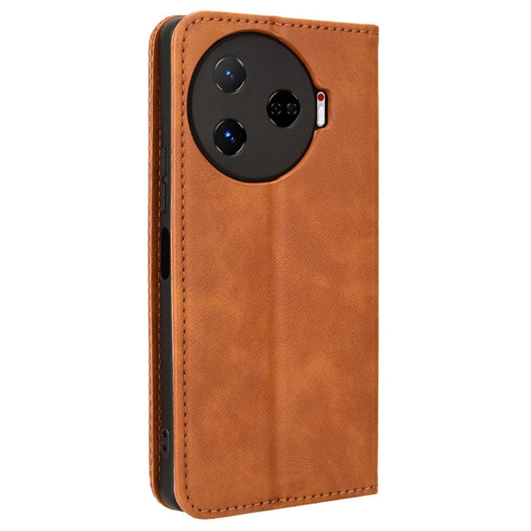 For TECNO Camon 30 Pro 5G / CL8 Case Stand Wallet Retro Leather Phone Cover - Brown