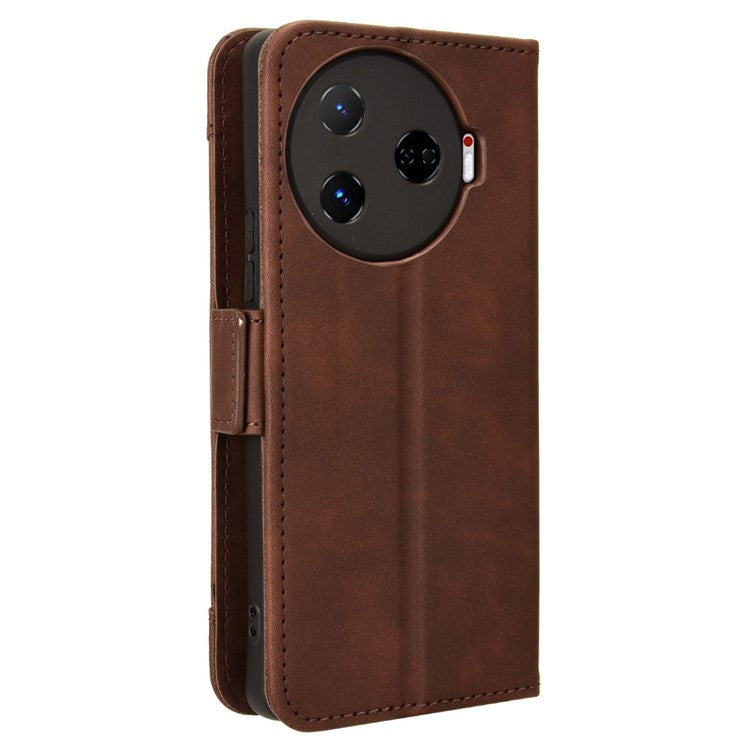 For TECNO Camon 30 Pro 5G CL8 Case Multiple Card Slots Leather Wallet Phone Cover - Brown