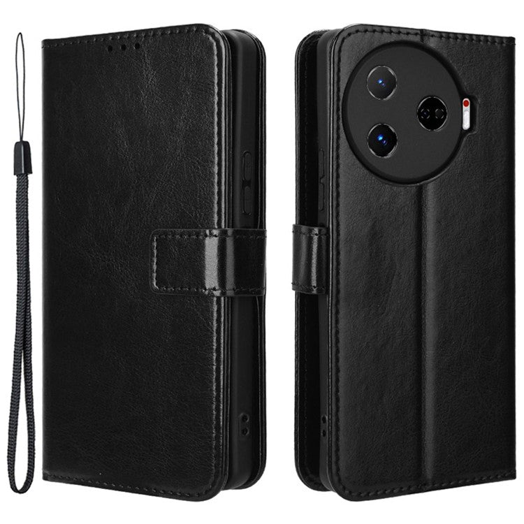 For TECNO Camon 30 Pro 5G CL8 Case Leather Phone Cover Wholesale Supplier - Black