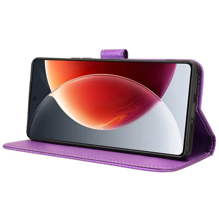 For TECNO Camon 30 Pro 5G CL8 Case Wallet Diamond Texture Leather Cover - Purple