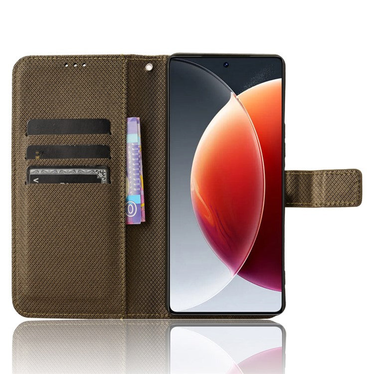 For TECNO Camon 30 Pro 5G CL8 Case Wallet Diamond Texture Leather Cover - Brown