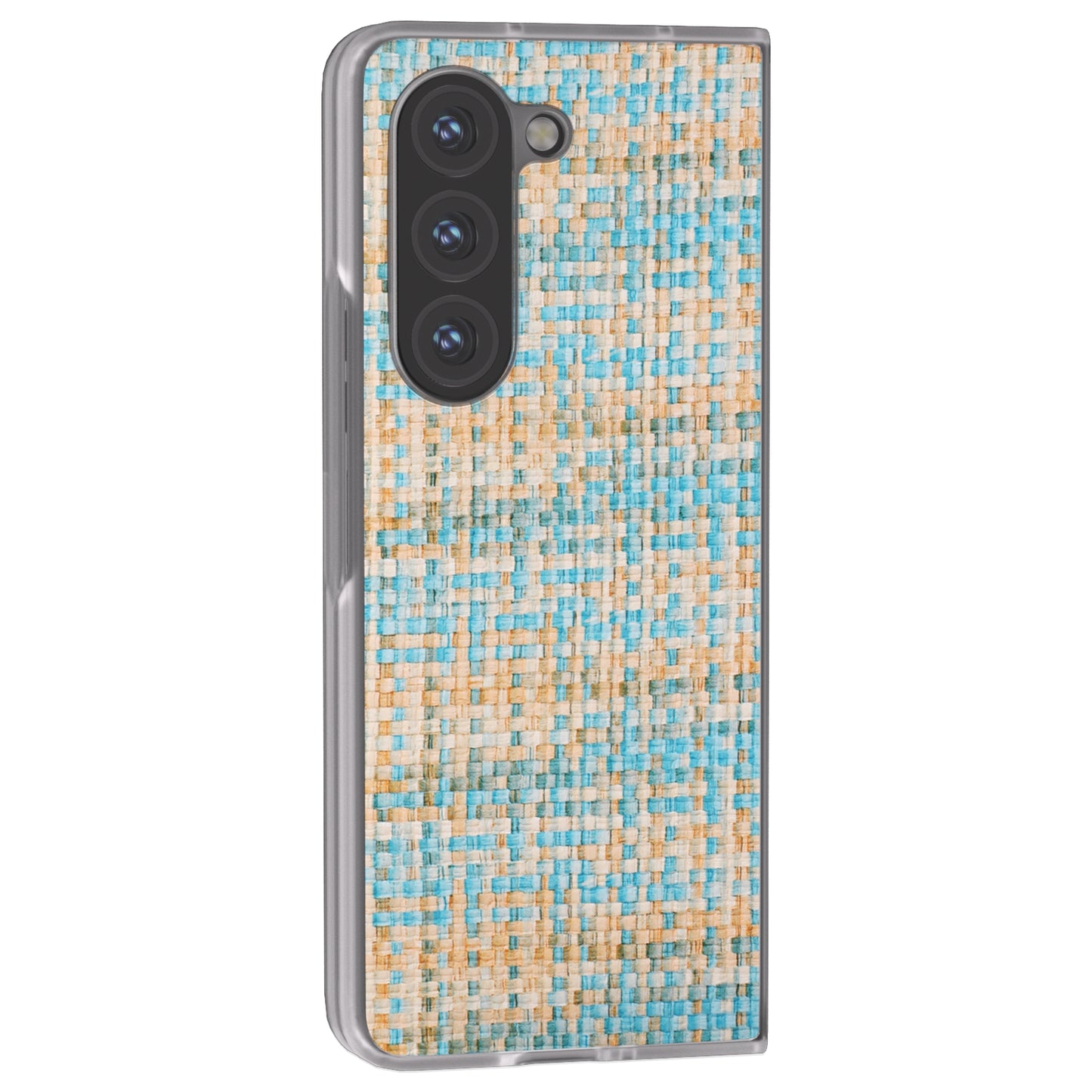For Samsung Galaxy Z Fold6 5G Case Colorful Plaid Texture Leather Phone Cover - Blue