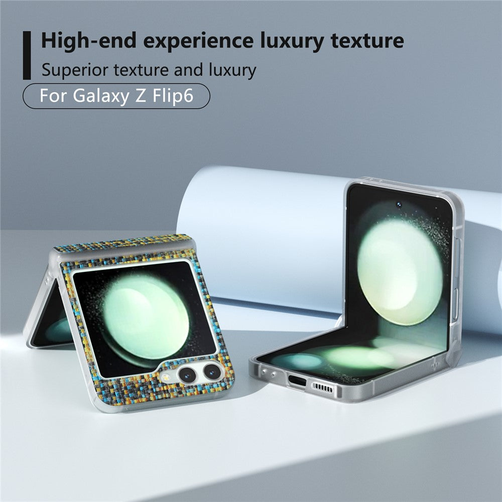 For Samsung Galaxy Z Flip7 FE 5G / Z Flip6 5G Case Matte Frame Colorful Plaid Texture Leather Phone Cover - Black White