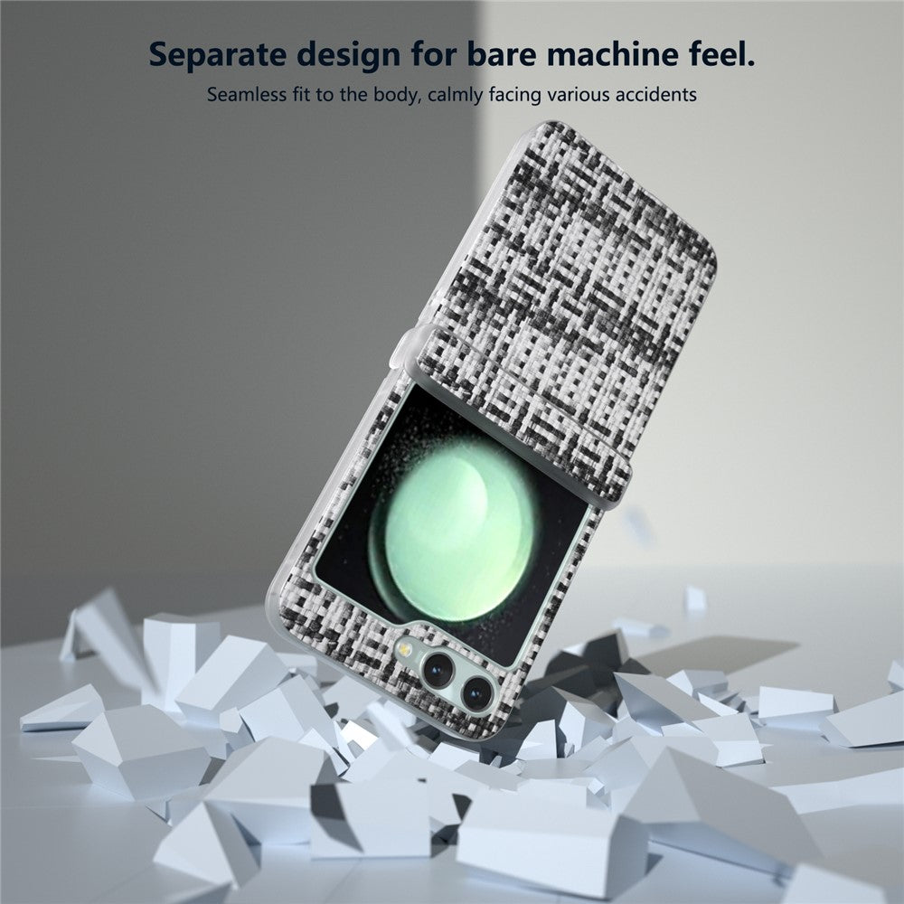 For Samsung Galaxy Z Flip7 FE 5G / Z Flip6 5G Case Matte Frame Colorful Plaid Texture Leather Phone Cover - Black White