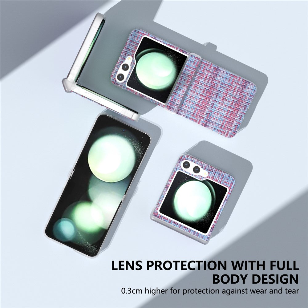 For Samsung Galaxy Z Flip7 FE 5G / Z Flip6 5G Case Matte Frame Colorful Plaid Texture Leather Phone Cover - Purple