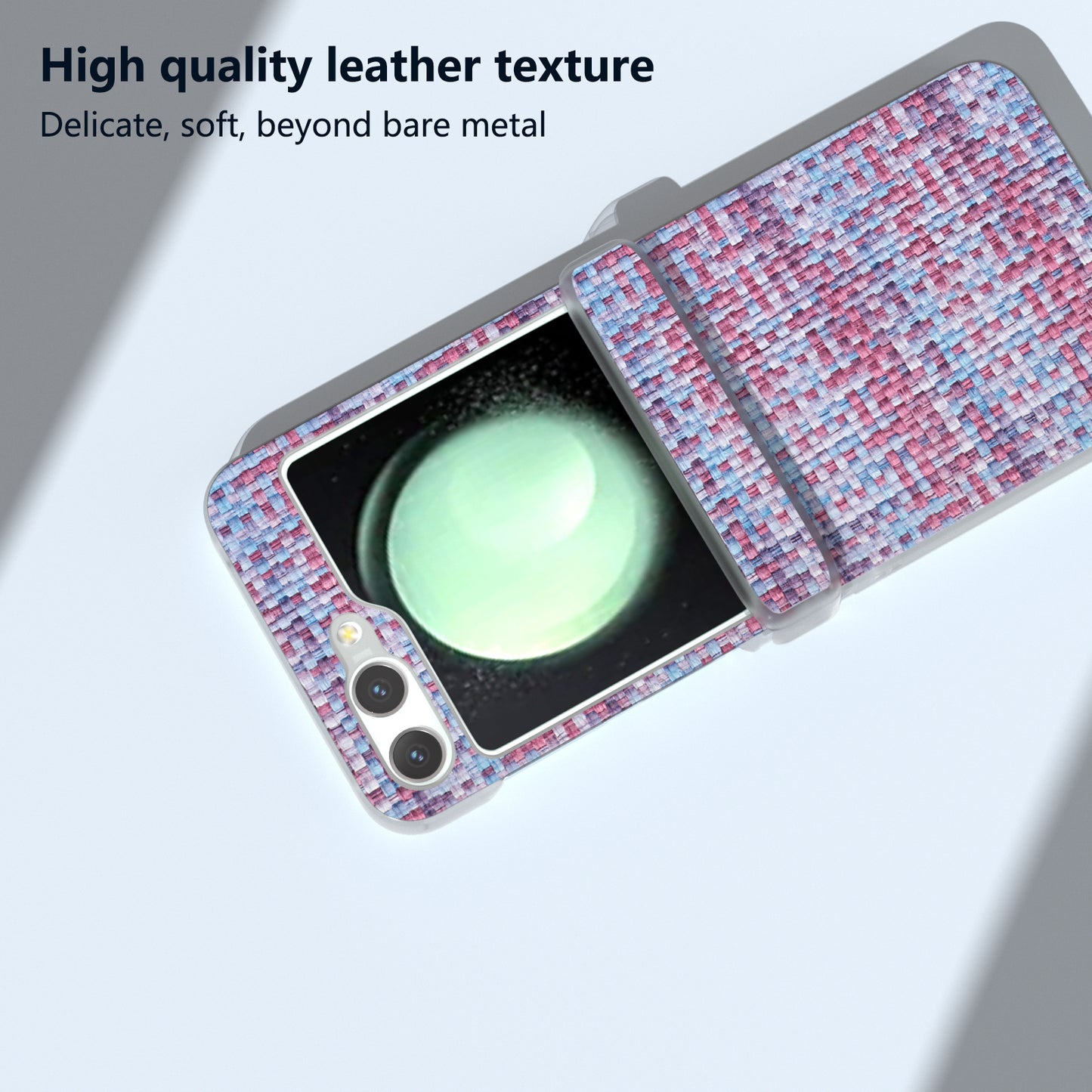For Samsung Galaxy Z Flip6 5G Case Matte Frame Colorful Plaid Texture Leather Phone Cover - Purple