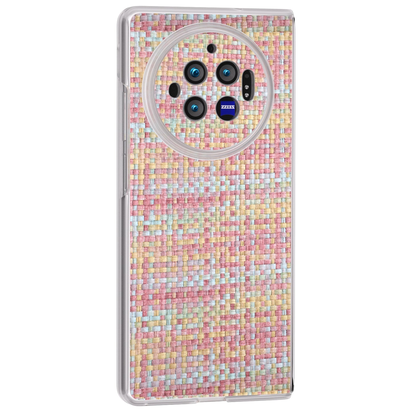 For vivo X Fold3 Case Colorful Plaid Texture Leather+PC Phone Cover - Pink