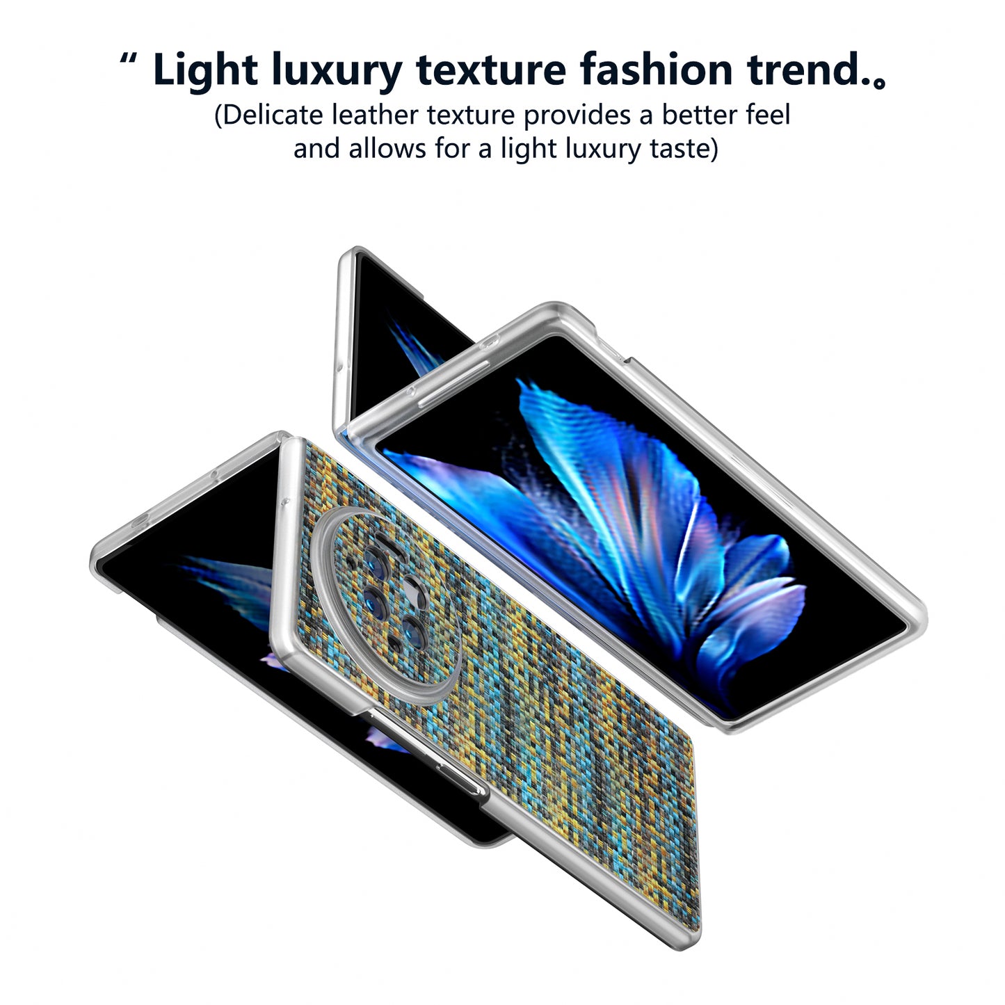 For vivo X Fold3 Case Colorful Plaid Texture Leather+PC Phone Cover - Gold