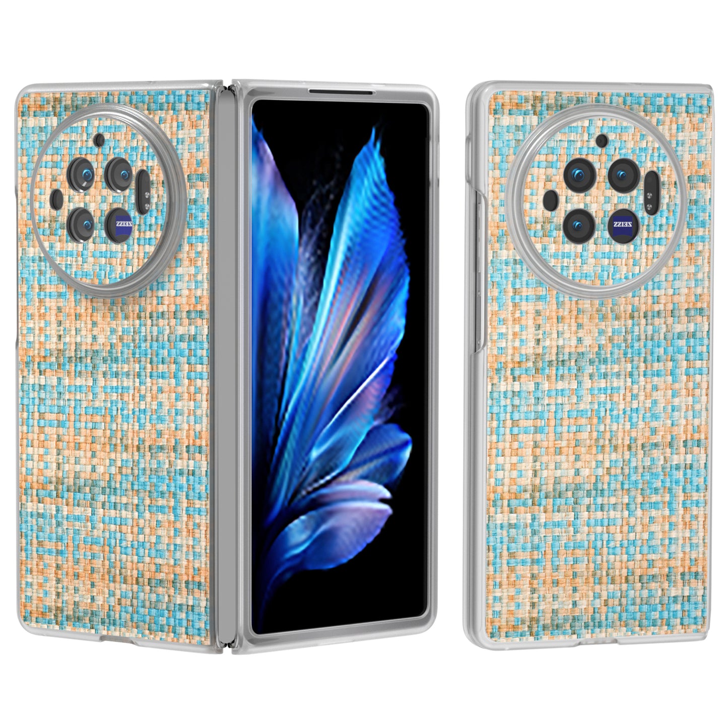 For vivo X Fold3 Case Colorful Plaid Texture Leather+PC Phone Cover - Blue