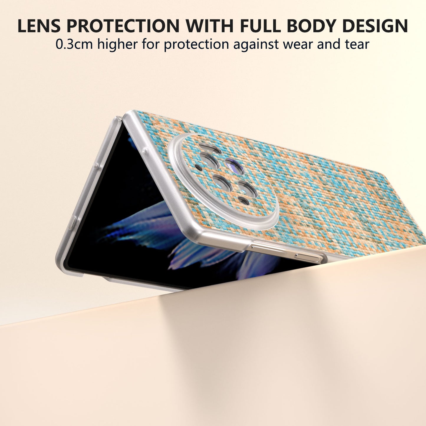 For vivo X Fold3 Case Colorful Plaid Texture Leather+PC Phone Cover - Blue