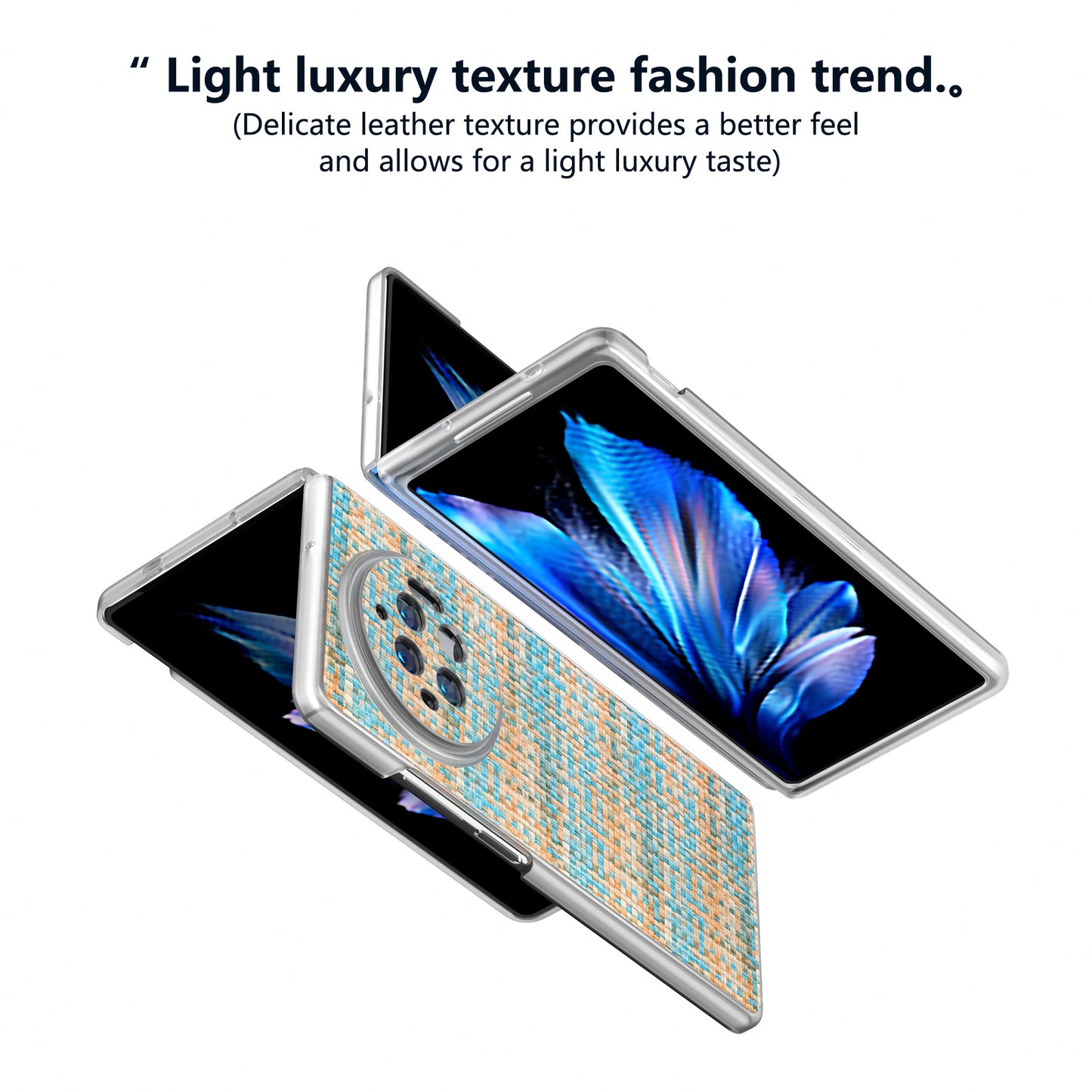 For vivo X Fold3 Case Colorful Plaid Texture Leather+PC Phone Cover - Blue