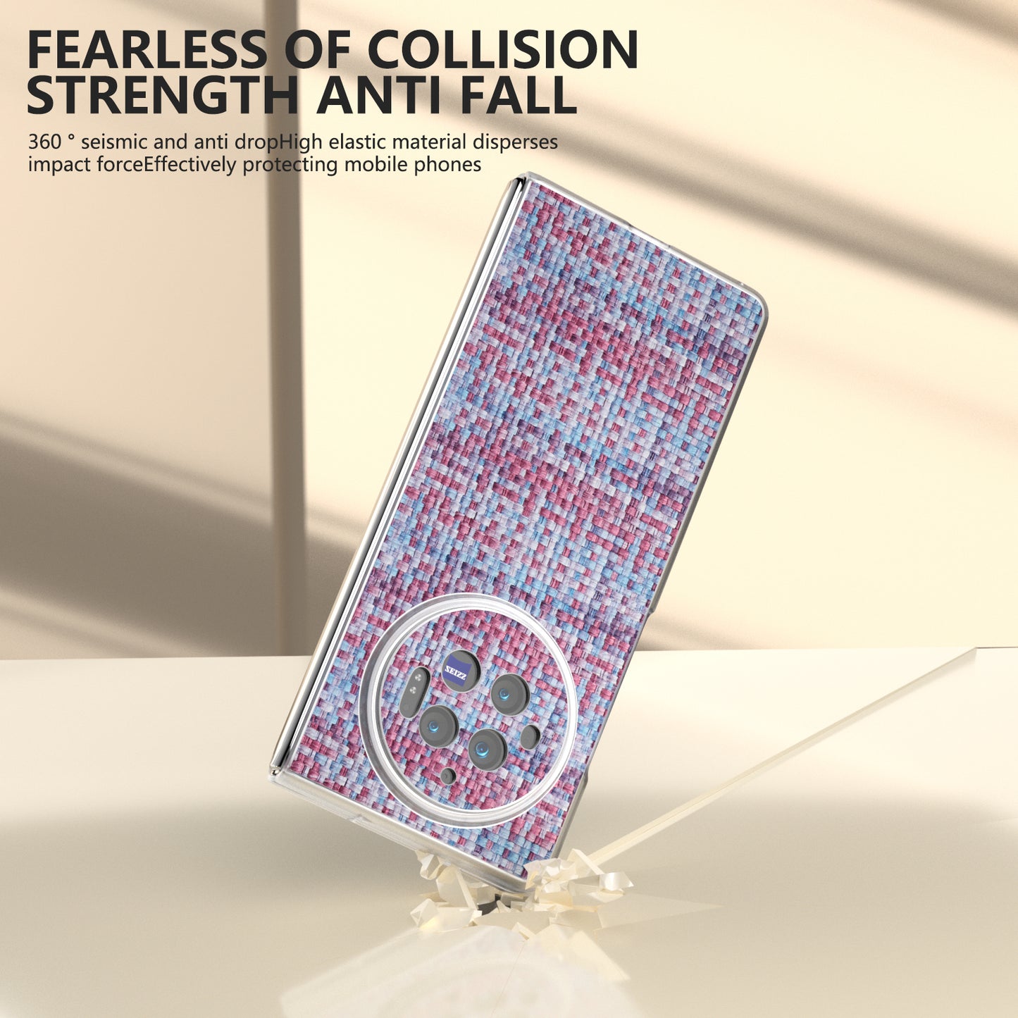 For vivo X Fold3 Case Colorful Plaid Texture Leather+PC Phone Cover - Purple