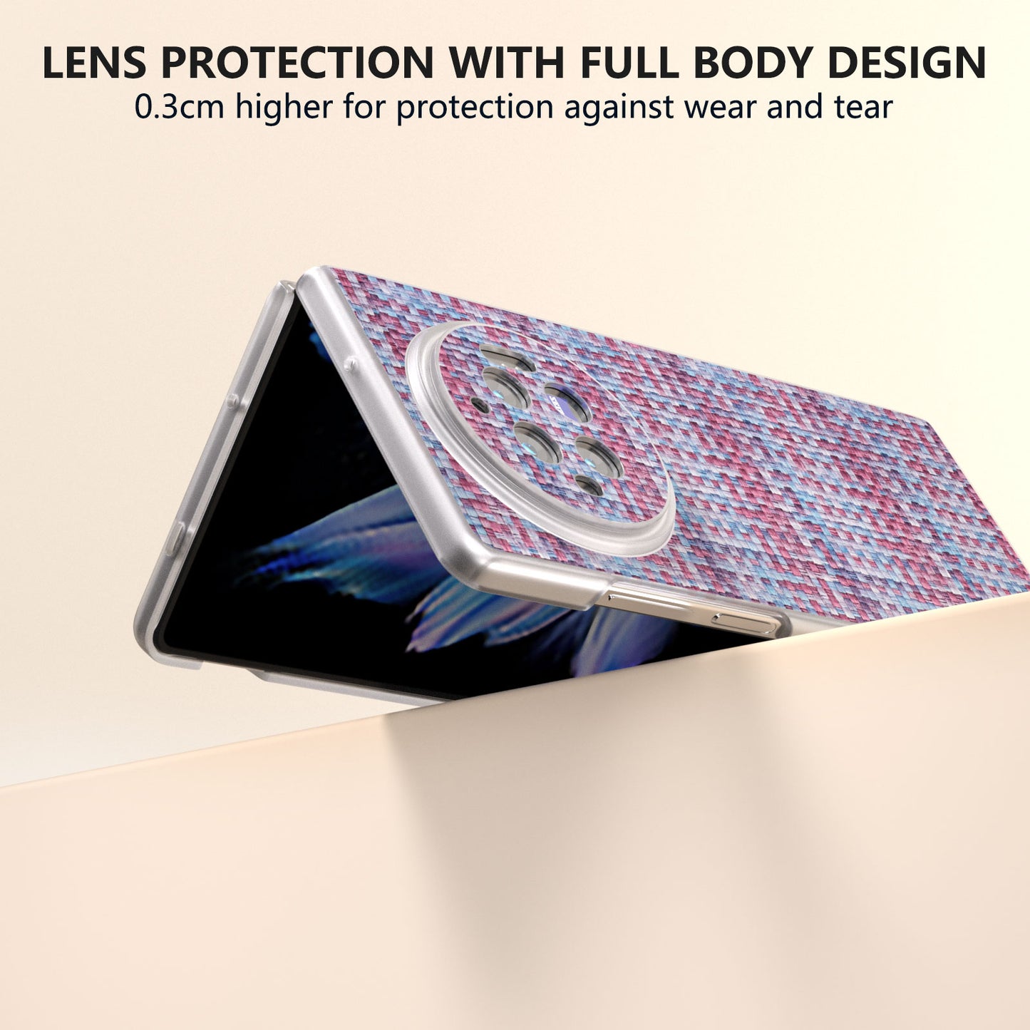 For vivo X Fold3 Case Colorful Plaid Texture Leather+PC Phone Cover - Purple