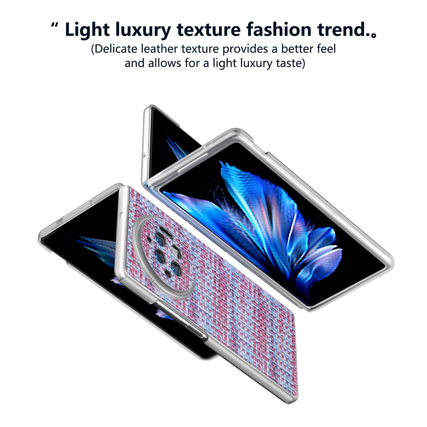 For vivo X Fold3 Case Colorful Plaid Texture Leather+PC Phone Cover - Purple