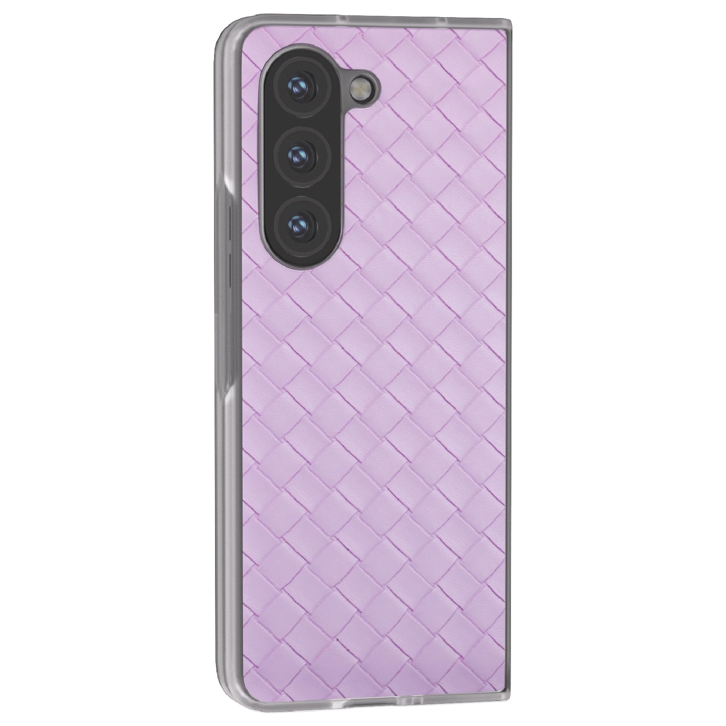 For Samsung Galaxy Z Fold6 5G Case Woven Texture Frosted Frame PU Leather Phone Cover - Purple