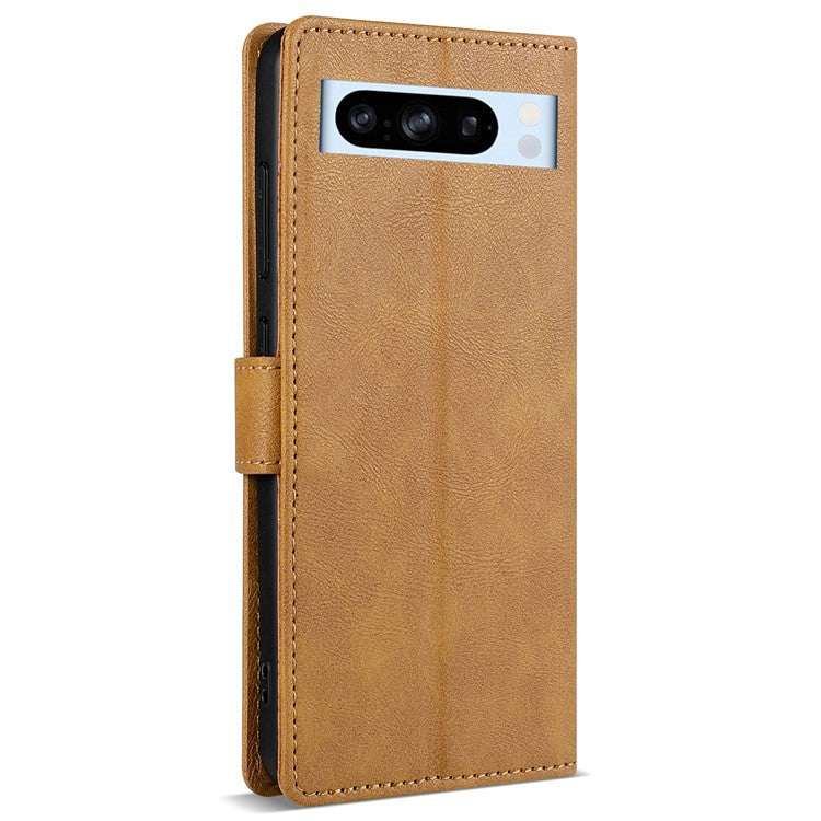 N.BEKUS CSJ-001 For Google Pixel 8 Pro Case Solid Color Leather Wallet Phone Cover - Brown