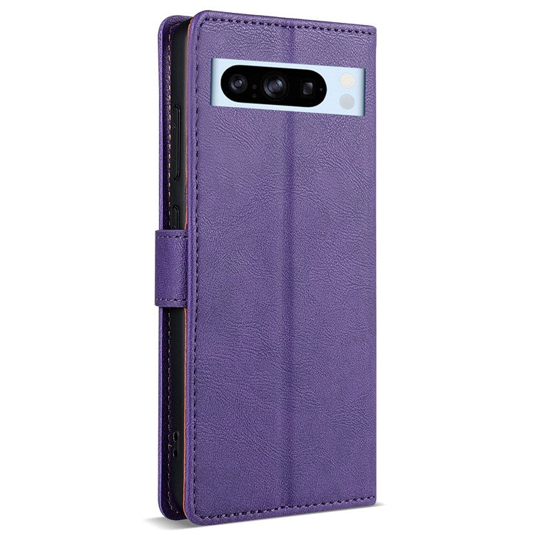 N.BEKUS CSJ-001 For Google Pixel 8 Pro Case Solid Color Leather Wallet Phone Cover - Purple