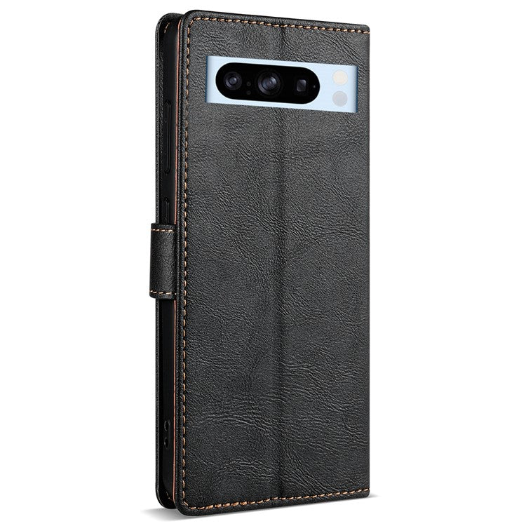 N.BEKUS CSJ-001 For Google Pixel 8 Pro Case Solid Color Leather Wallet Phone Cover - Black