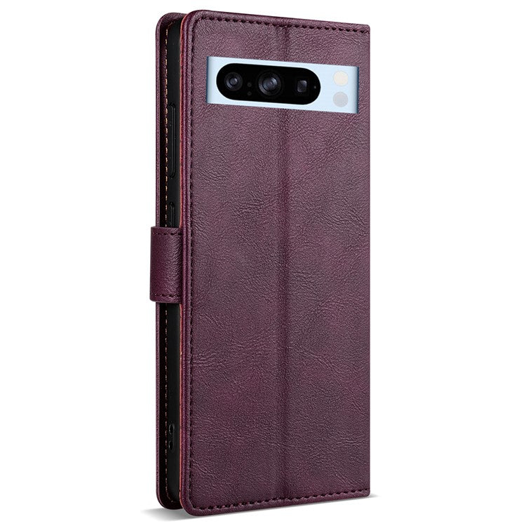N.BEKUS CSJ-001 For Google Pixel 8 Pro Case Solid Color Leather Wallet Phone Cover - Wine Red