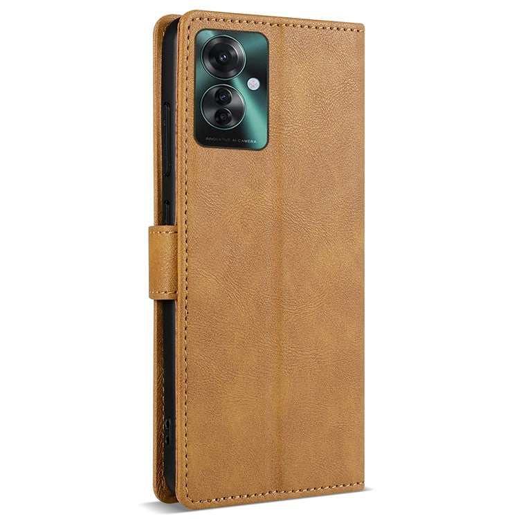 N.BEKUS CSJ-001 For Oppo Reno11 F 5G Wallet Case Solid Color Anti-Drop Leather Phone Cover - Brown