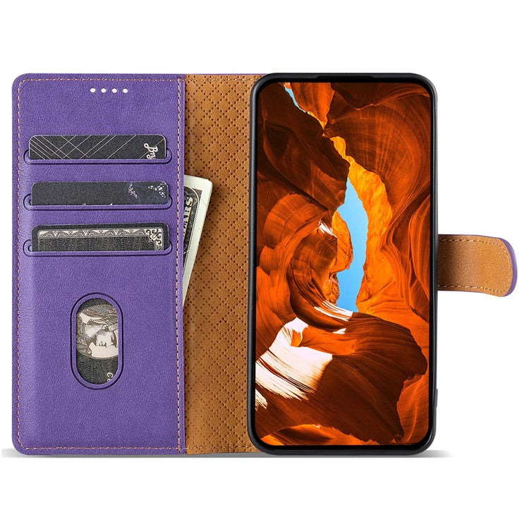 N.BEKUS CSJ-001 For Oppo Reno11 5G (Global) Leather Case Solid Color Shockproof Wallet Phone Cover - Purple