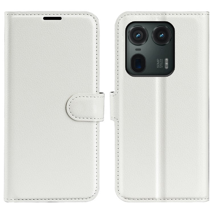 For Motorola Edge 50 Ultra 5G / Moto X50 Ultra 5G Wallet Case Litchi Texture Leather Phone Cover - White